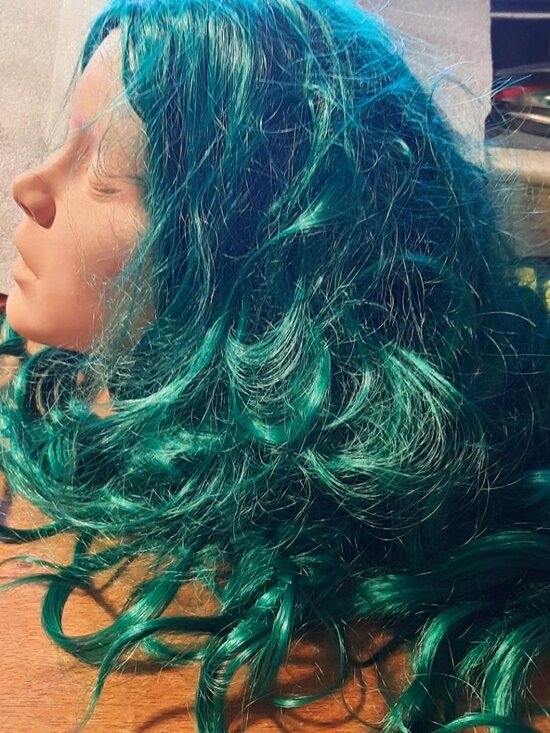 NEW ! Women Long 28 Inch Wig Curly Green main image 4